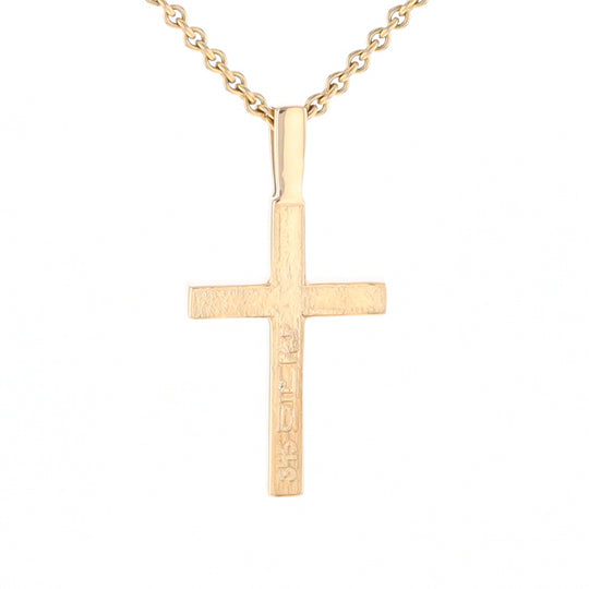 Gold Quartz Necklace 4 Section Inlaid Design Cross Pendant