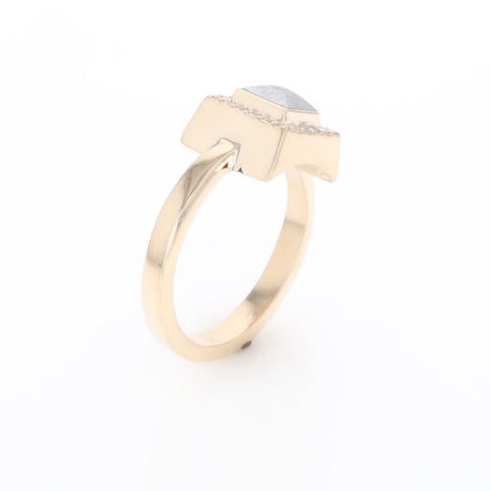 Meteorite Ring Square Inlaid Halo .14ctw Diamonds Design