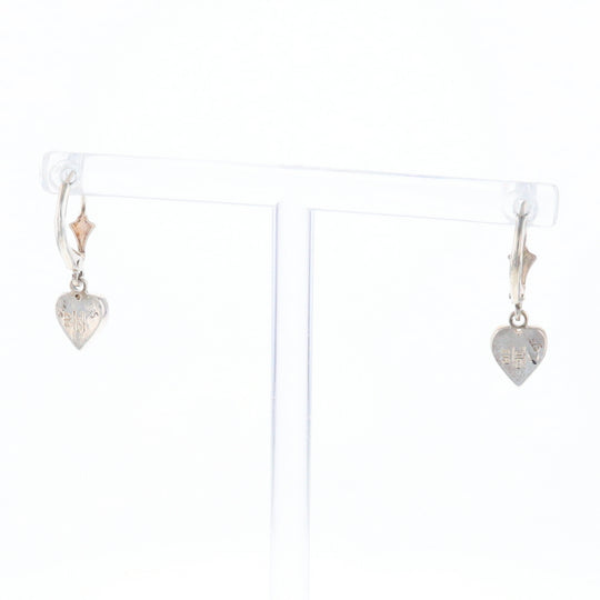 Silver Gold Quartz Inlaid Heart Earrings - G3