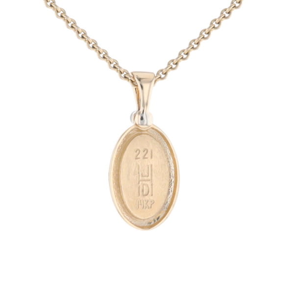 Gold Quartz Oval Inlaid Pendant with .02ct Diamond