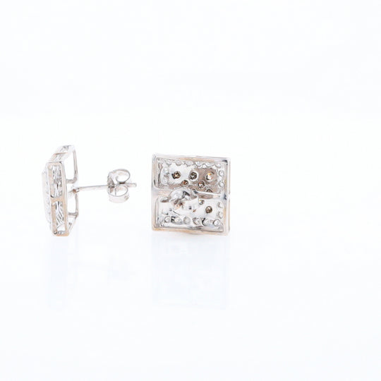 Square White & Chocolate Diamond Earrings