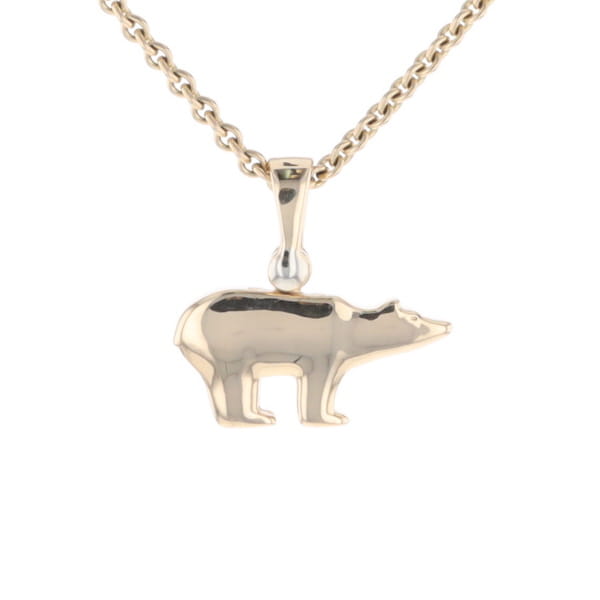 Gold Quartz Inlaid Polar Bear Pendant