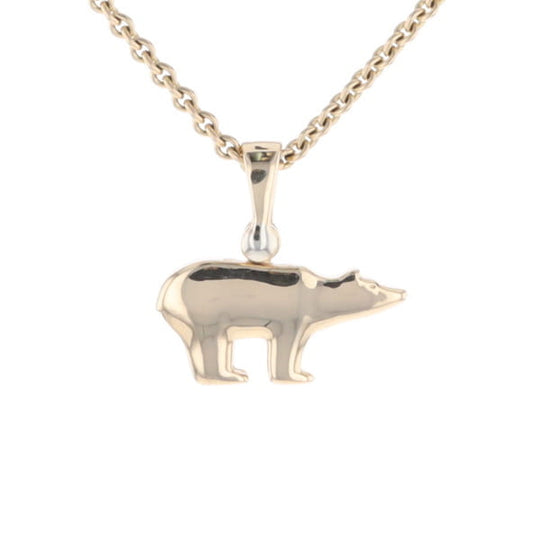 Gold Quartz Inlaid Polar Bear Pendant