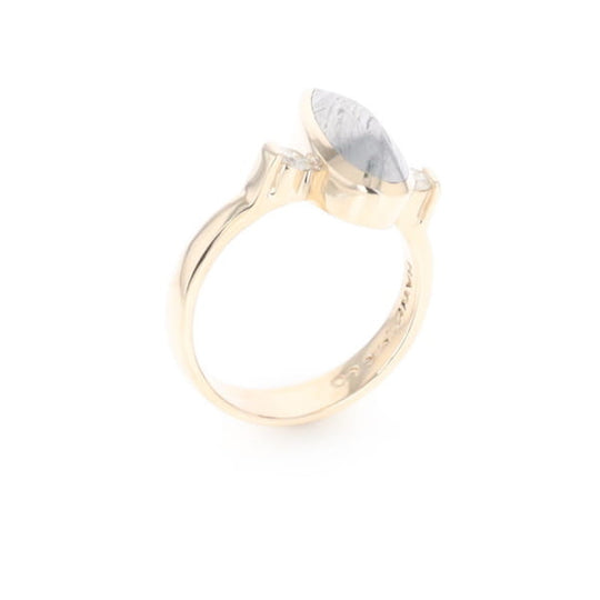 Meteorite Pear Shape Inlay Ring