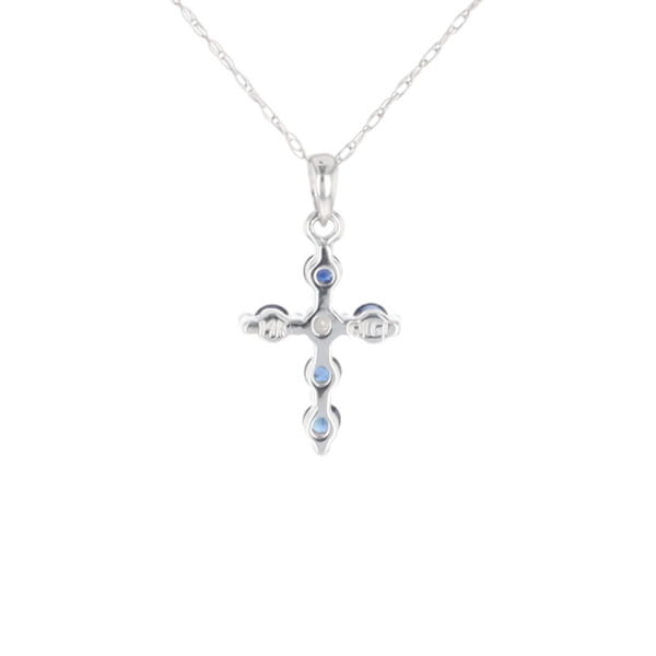 Small Blue Sapphire Cross Pendant