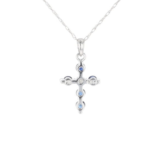 Small Blue Sapphire Cross Pendant