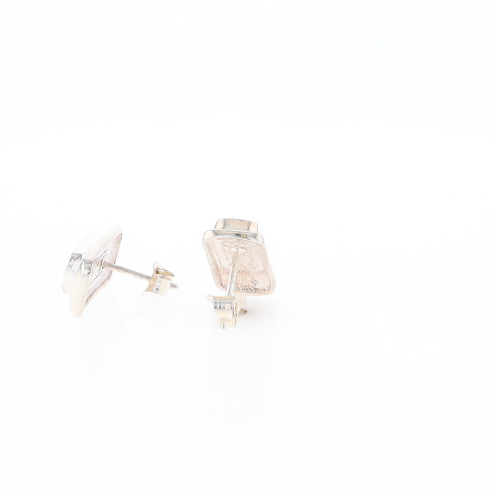 Gold Quartz Inlaid Rectangle Stud Earrings - G3