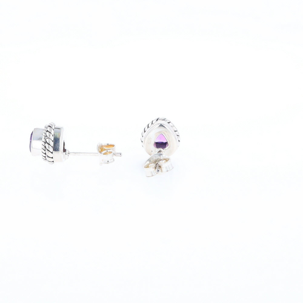 Native Amethyst Pear Stud Earrings