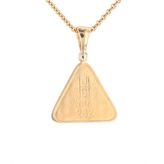 Gold Quartz Necklace Triangle Inlaid Pendant with .02ct Diamond