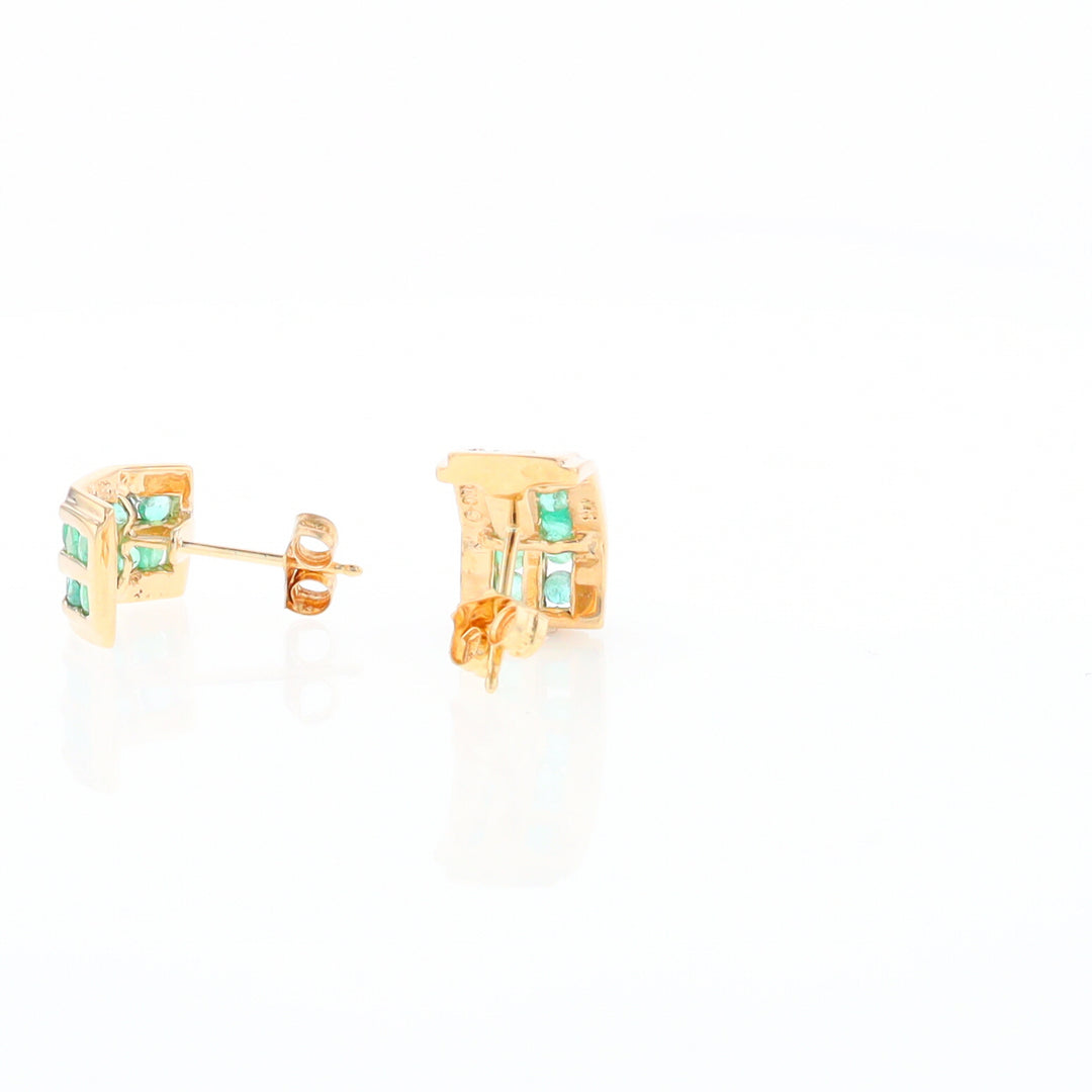 Semi-Hoop Channel Emerald Earrings