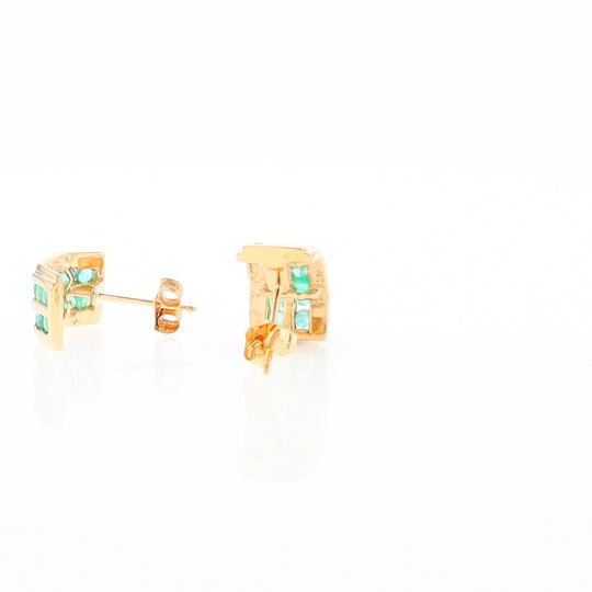 Semi-Hoop Channel Emerald Earrings