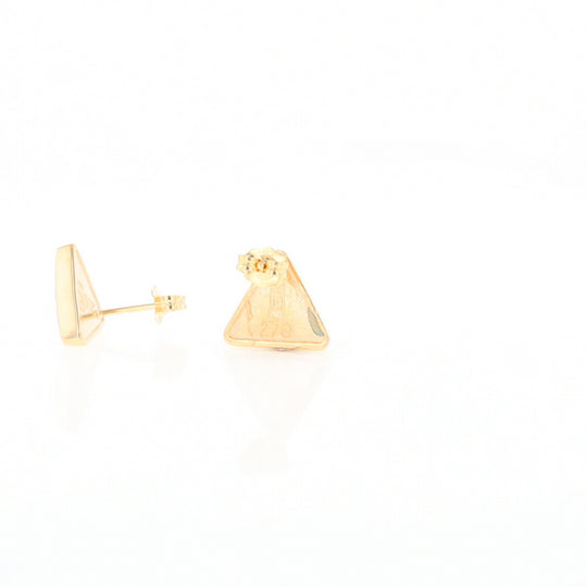 Gold Quartz Earrings Triangle Inlaid Studs - G2