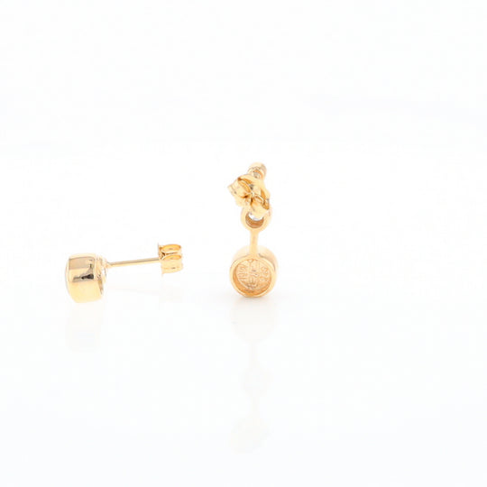 Gold Quartz Round Inlay with Diamond Accents Stud Earrings G2