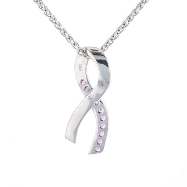 Pink Sapphire Breast Cancer Ribbon Pendant