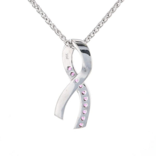 Pink Sapphire Breast Cancer Ribbon Pendant
