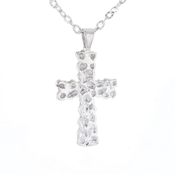 Sterling Silver Nugget Pattered Cross Necklace