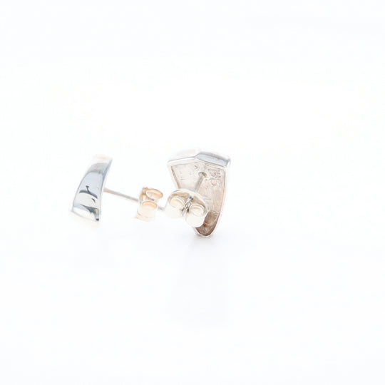 Sterling Silver Gold Quartz Inlaid Shield Stud Earrings - G3