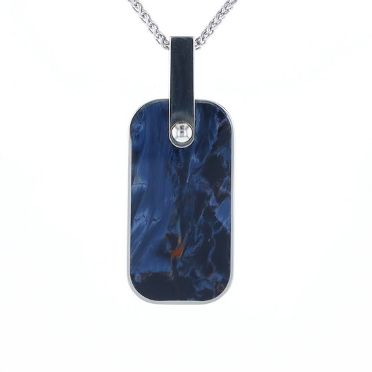 Natural pietersite inlaid dog tag cross pendant