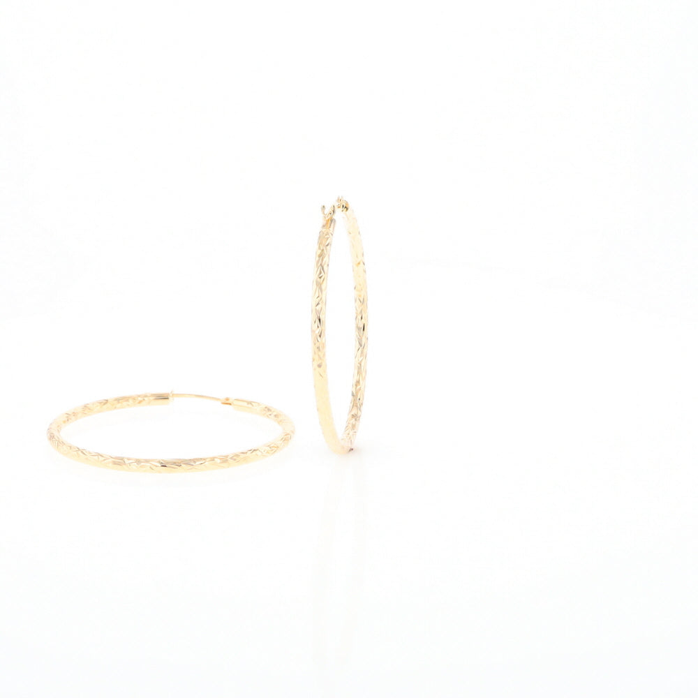 Textured Hollow Diamond Cut Hoop Earrings