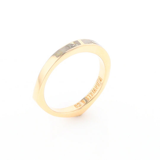 Gold Quartz Ring 3 Rectangle Section Inlaid Band