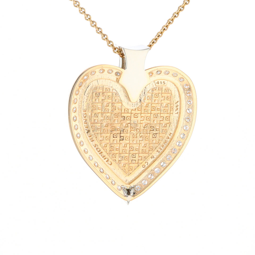 Gold Quartz Necklace Cupid's Revenge 2.24ctw Diamonds Heart Pendant