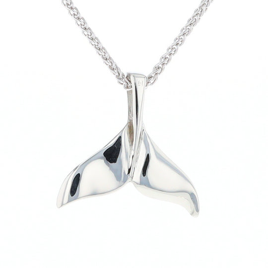 Whale Tail Natural Nuggets Inlaid Sea Life Medium White Gold Pendant