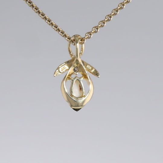 Pear-leaf Opal and Diamond Pendant