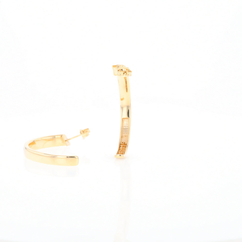 Gold Quartz Hoop Earrings 3 Section Inlaid Design G2