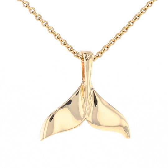 Whale Tail Necklaces Single Sided Gold Quartz Inlaid Sea life Pendant