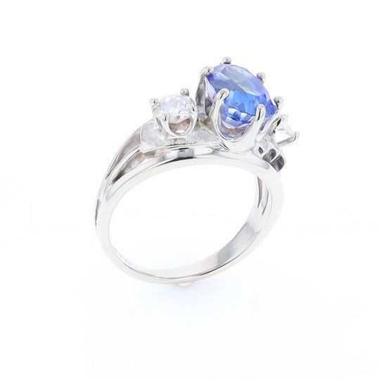 Oval Sapphire Ring with Diamond Side Accents