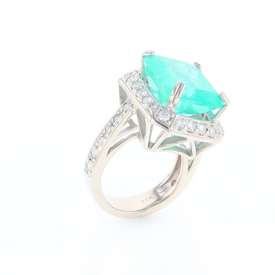 5.25ct Emerald Ring with Diamond Halo