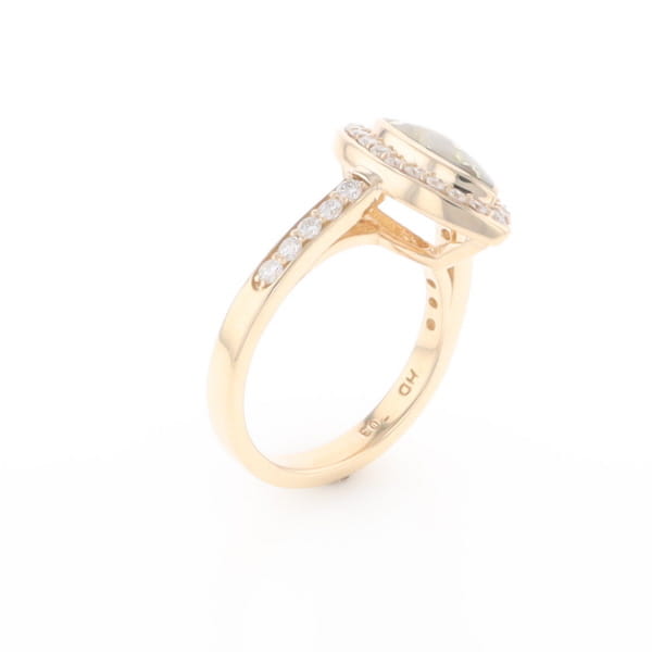 Marquise Gold Quartz Inlaid Ring with 0.65ctw Diamond Halo