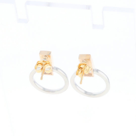 Gold Quartz Rectangle Inlaid Knocker Earrings - G2