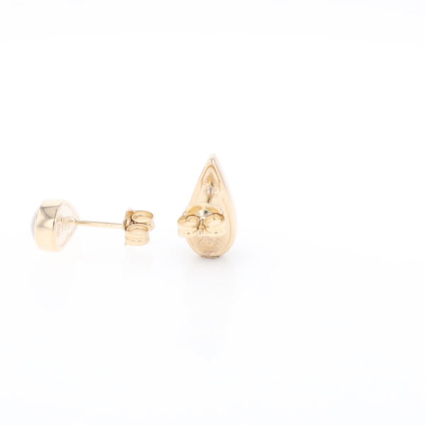 Gold Quartz Earrings Tear Drop Inlaid Studs