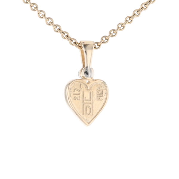 Gold Quartz Necklace Heart Inlaid Design Pendant with .02ct Diamond