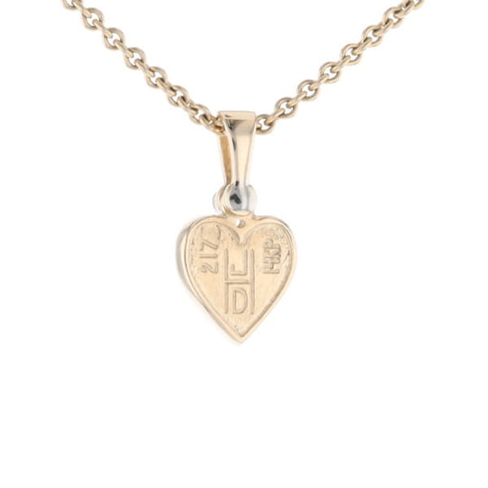 Gold Quartz Necklace Heart Inlaid Design Pendant with .02ct Diamond