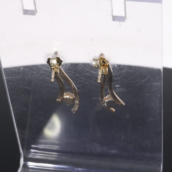Opal Earrings Round Inlaid Double Curved Bar Design Studs
