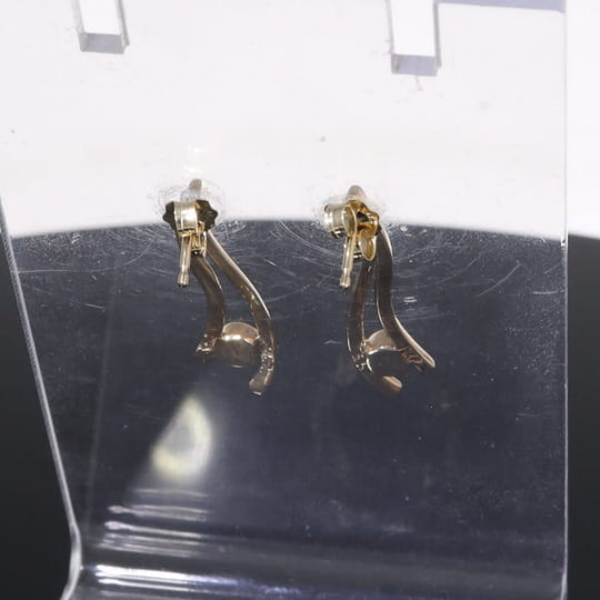 Opal Earrings Round Inlaid Double Curved Bar Design Studs