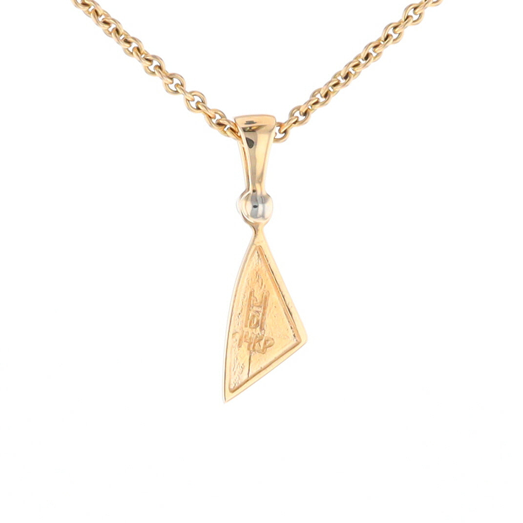 Gold Quartz Necklace Sail Inlaid Design Pendant with .02ct Diamond