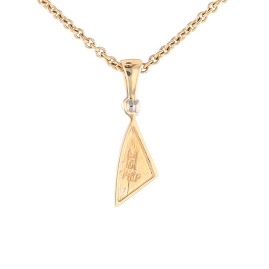 Gold Quartz Necklace Sail Inlaid Design Pendant with .02ct Diamond