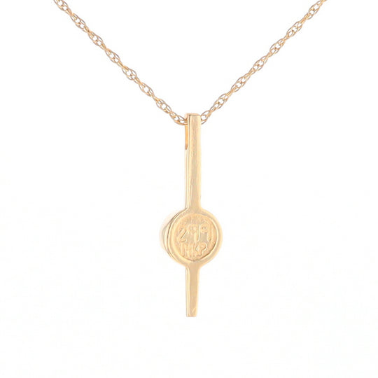 Gold Quartz Necklace Bar Design Round Superior Quality Inlaid Pendant