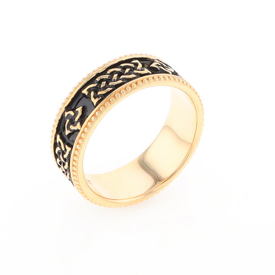 Celtic Knot Black and Gold Wedding Band