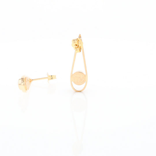 Gold Quartz Round Inlaid Teardrop Earrings - G2