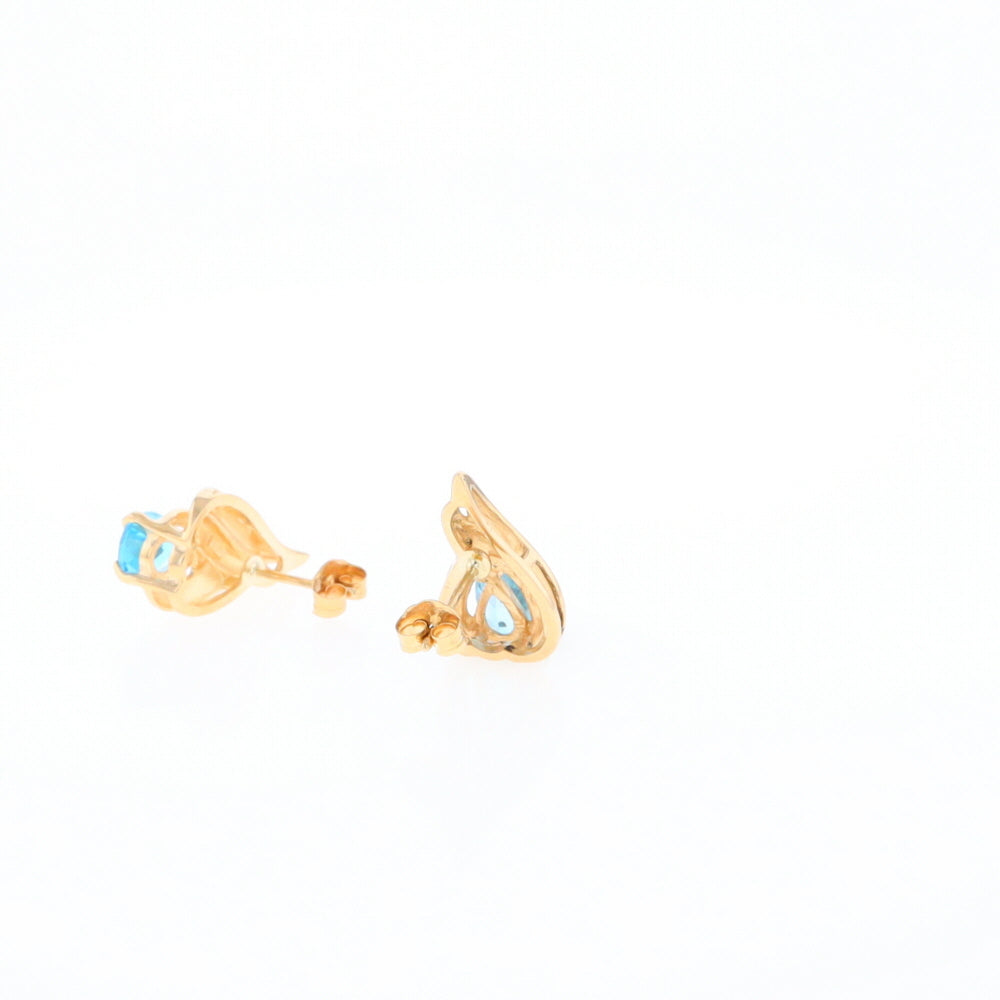 Blue Topaz Swirl Pear Stud Earrings