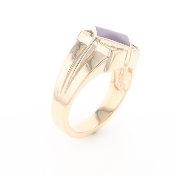 Natural Sugilite ring diamond shape inlaid design with .16ctw round diamonds