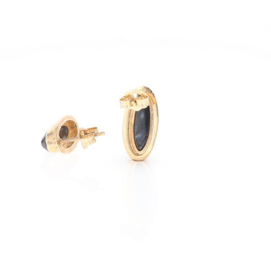Natural pietersite oval inlaid milgrain earrings