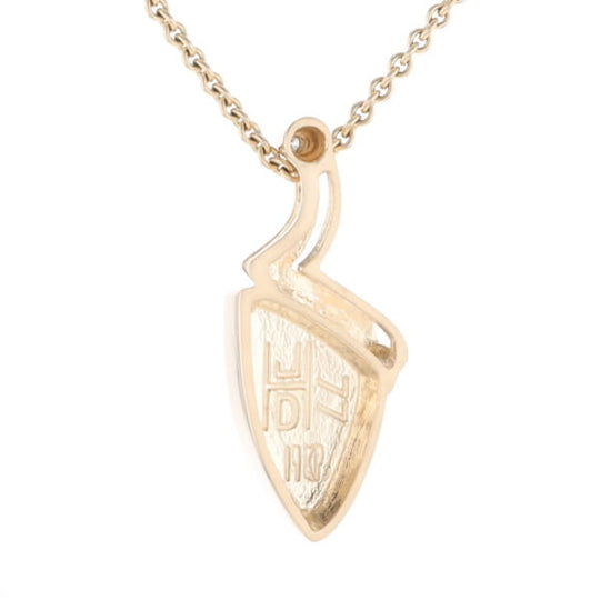 Gold Quartz Triangulare Inlaid Pendant with Diamond Accent