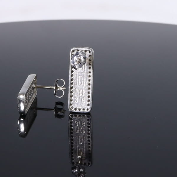 Opal Earrings Rectangle Inlaid with .50ctw Round Diamond Halo Studs
