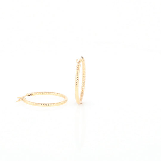 Gold Ribbed Hoop Earrings