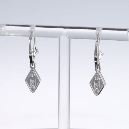 Opal Earrings Diamond Shape Inlaid Design Lever Backs